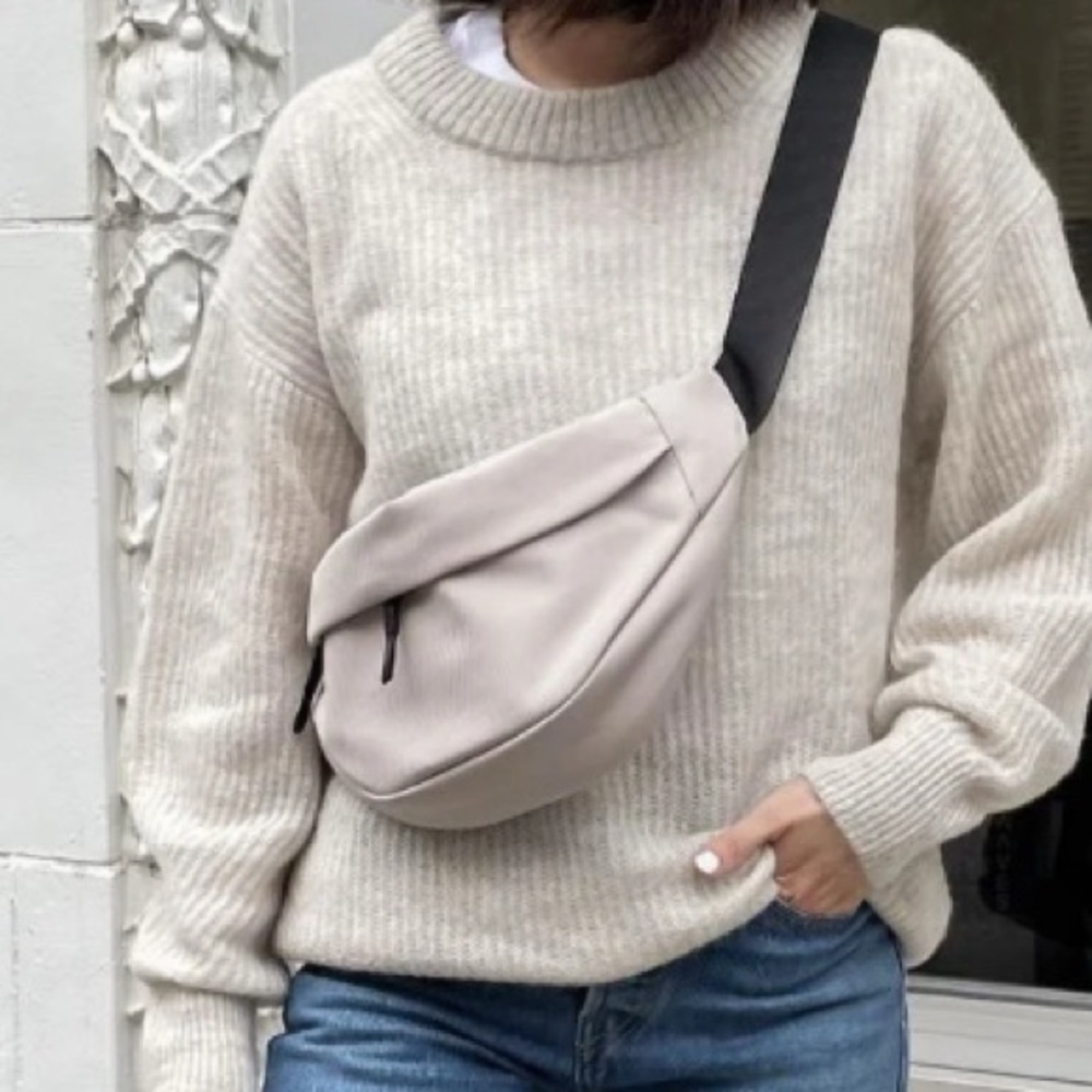 Everlane Cream and Black Crossbody Bag